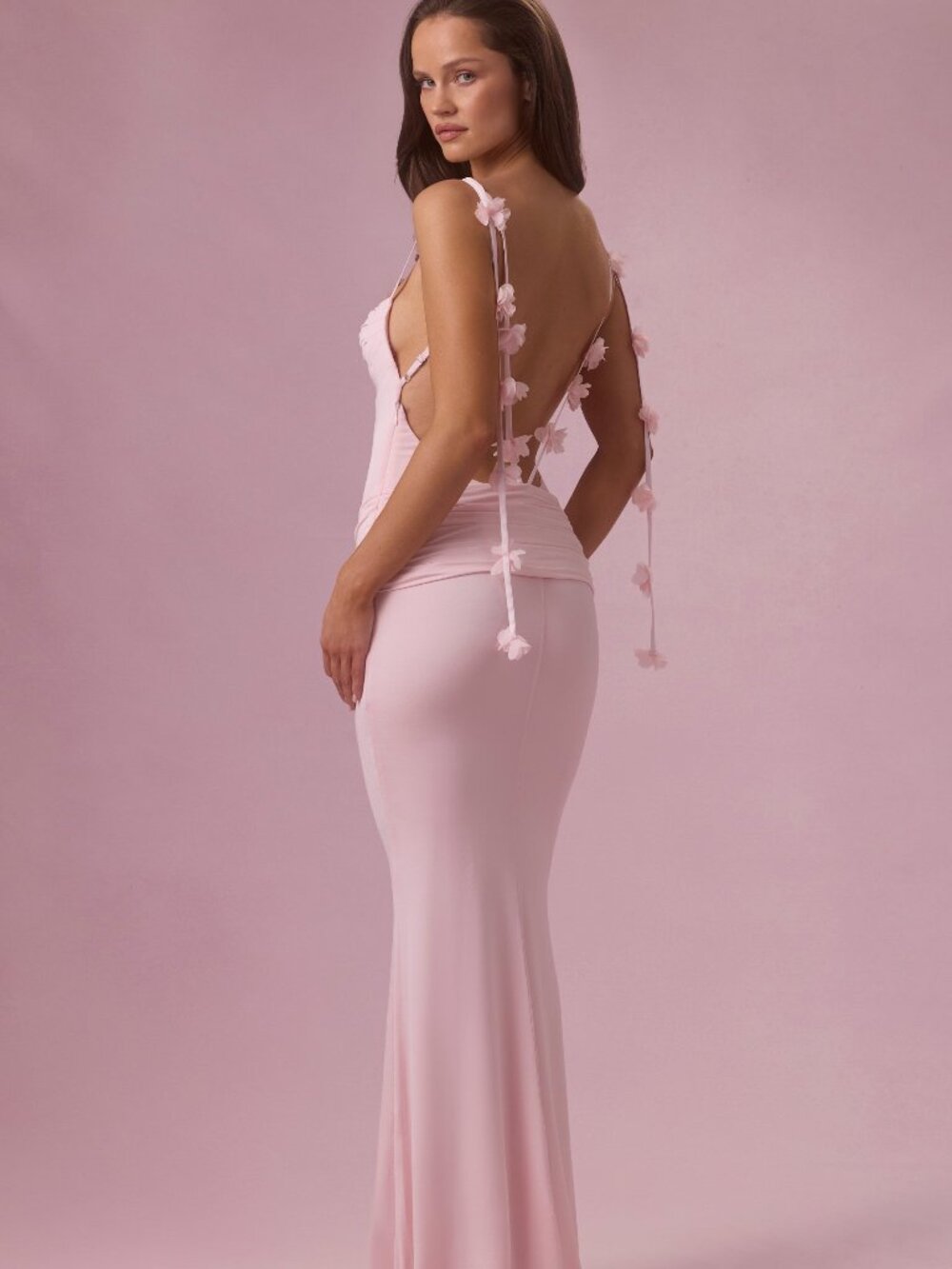 Oh Polly Jersey Draped Gown in Blush Size XSXS